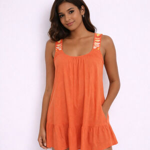 By Anthropologie Coral Embroidered Tunic Dress - Size Small